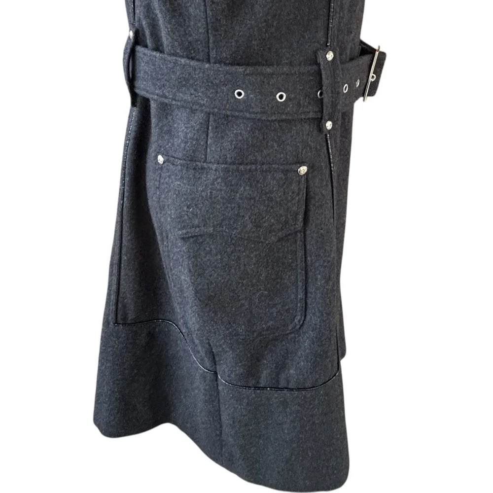 Miss Sixty M60 Wool Blend Double Breasted Peacoat Trenchcoat Dark Grey Womens‎ M